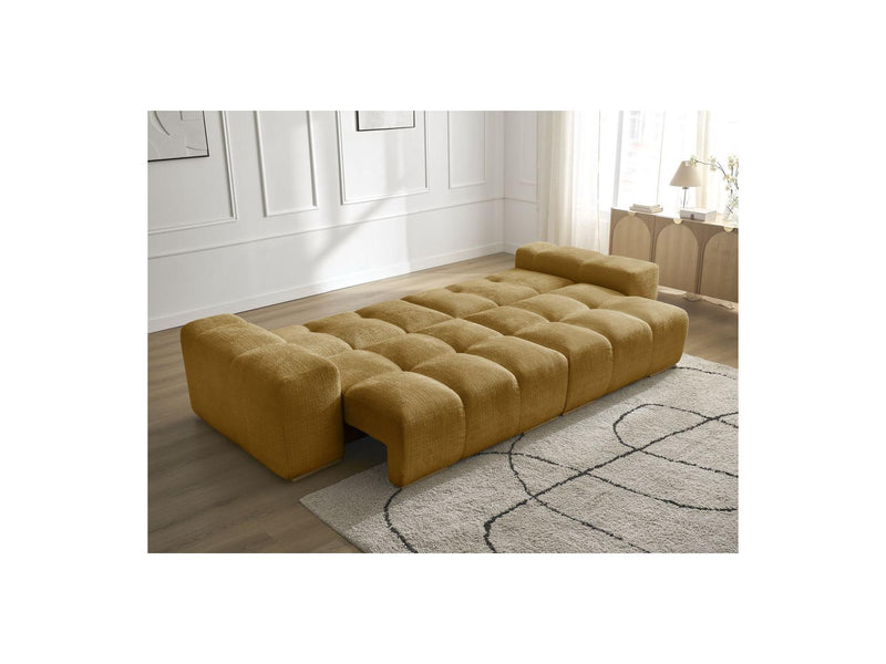 Canapé Droit Convertible Coffre - Anakin - Tissu Texturé - 6 Coussins