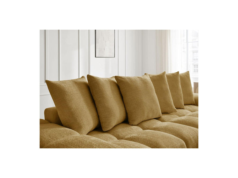 Canapé Droit Convertible Coffre - Anakin - Tissu Texturé - 6 Coussins