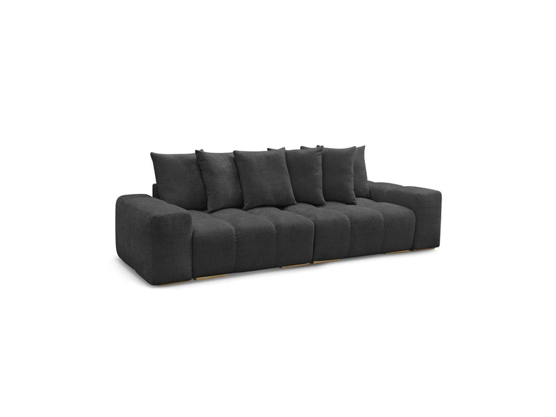 Canapé Droit Convertible Coffre - Anakin - Tissu Texturé - 6 Coussins