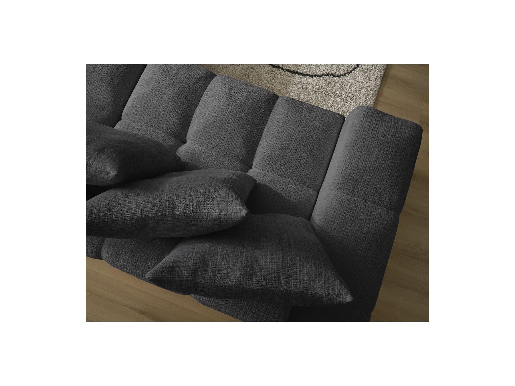 Anakin - Sofá recto convertible con arcón - Tejido texturizado - 6 cojines