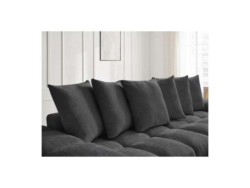 Canapé Droit Convertible Coffre - Anakin - Tissu Texturé - 6 Coussins