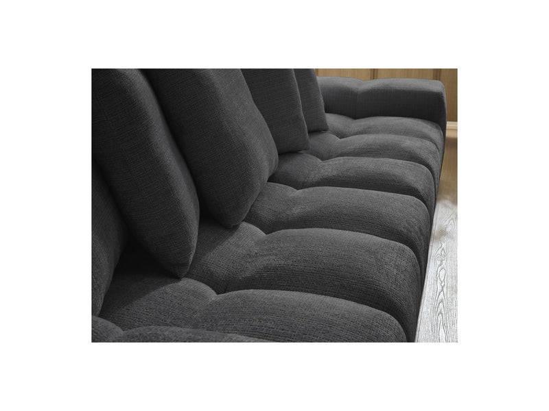 Canapé Droit Convertible Coffre - Anakin - Tissu Texturé - 6 Coussins