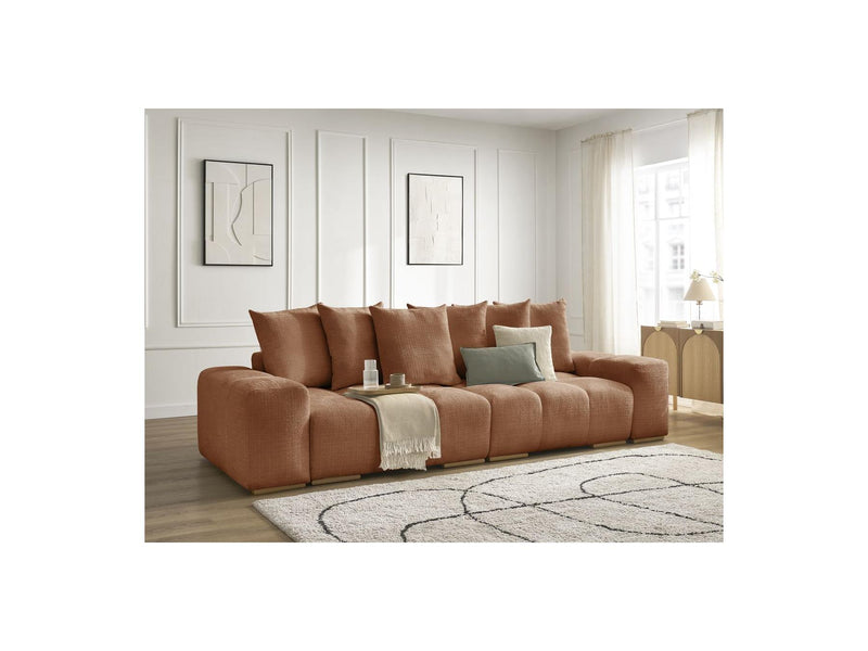 Canapé Droit Convertible Coffre - Anakin - Tissu Texturé - 6 Coussins