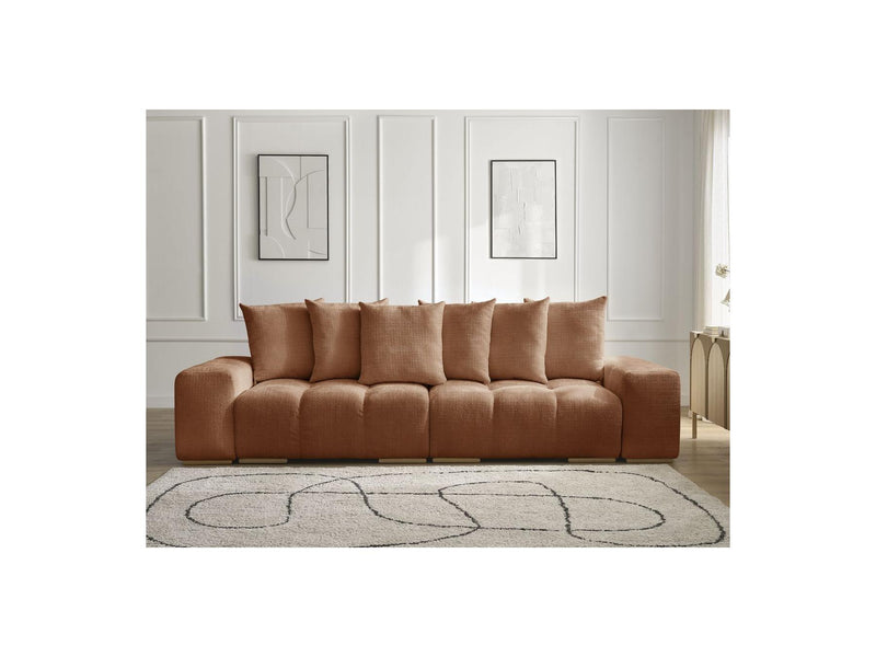 Canapé Droit Convertible Coffre - Anakin - Tissu Texturé - 6 Coussins