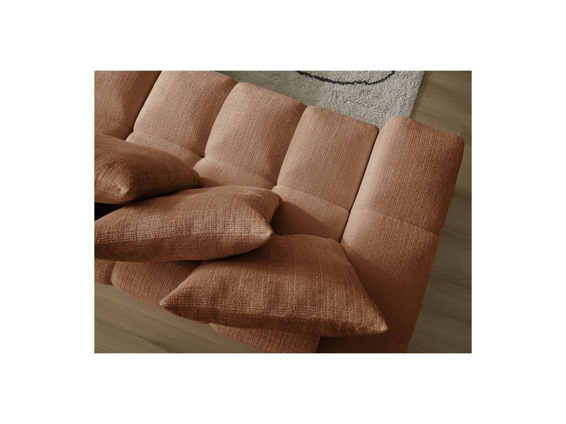 Anakin - Sofá recto convertible con arcón - Tejido texturizado - 6 cojines