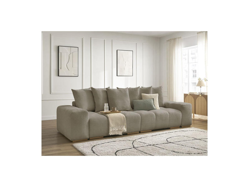 Canapé Droit Convertible Coffre - Anakin - Tissu Texturé - 6 Coussins