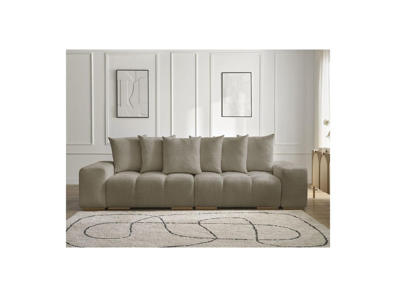 Canapé Droit Convertible Coffre - Anakin - Tissu Texturé - 6 Coussins