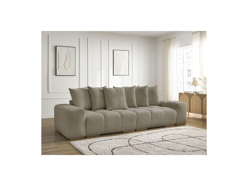 Canapé Droit Convertible Coffre - Anakin - Tissu Texturé - 6 Coussins