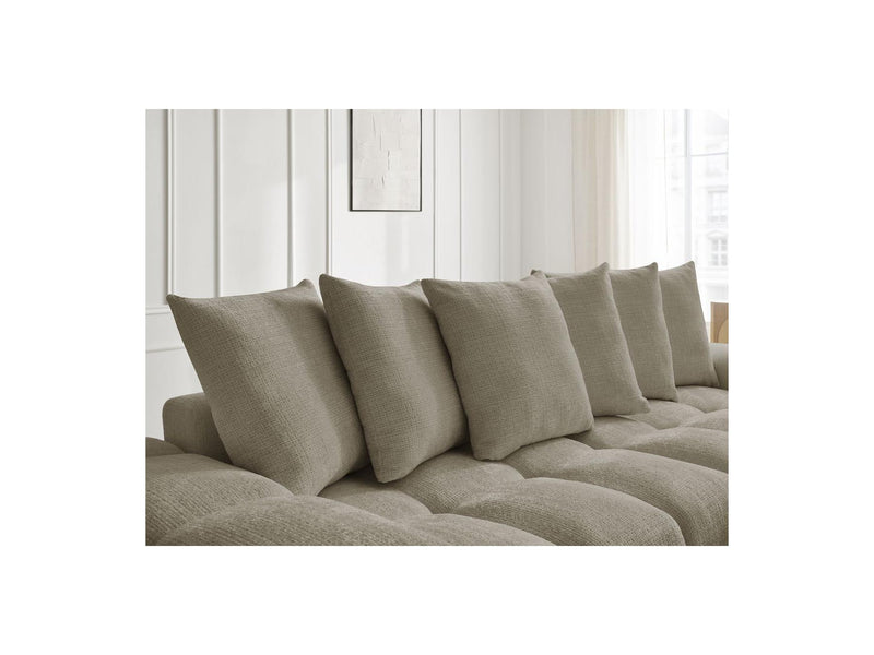Canapé Droit Convertible Coffre - Anakin - Tissu Texturé - 6 Coussins