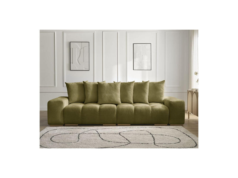 Canapé Droit Convertible Coffre - Anakin - Tissu Texturé - 6 Coussins