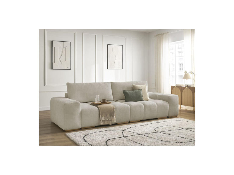 Canapé Droit Convertible Coffre - Anakin - Tissu Texturé - 2 Coussins