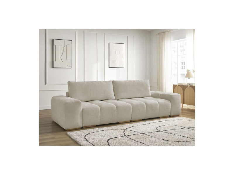 Canapé Droit Convertible Coffre - Anakin - Tissu Texturé - 2 Coussins