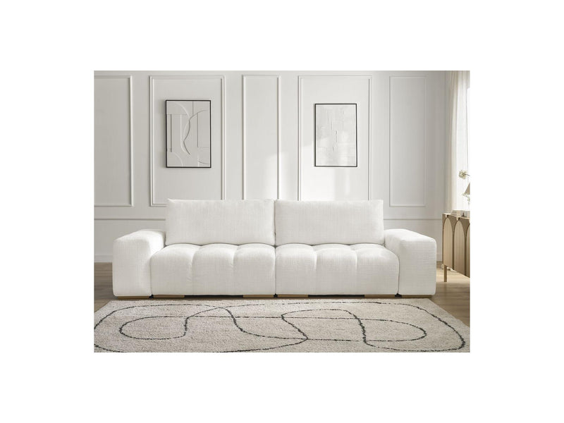 Canapé Droit Convertible Coffre - Anakin - Tissu Texturé - 2 Coussins