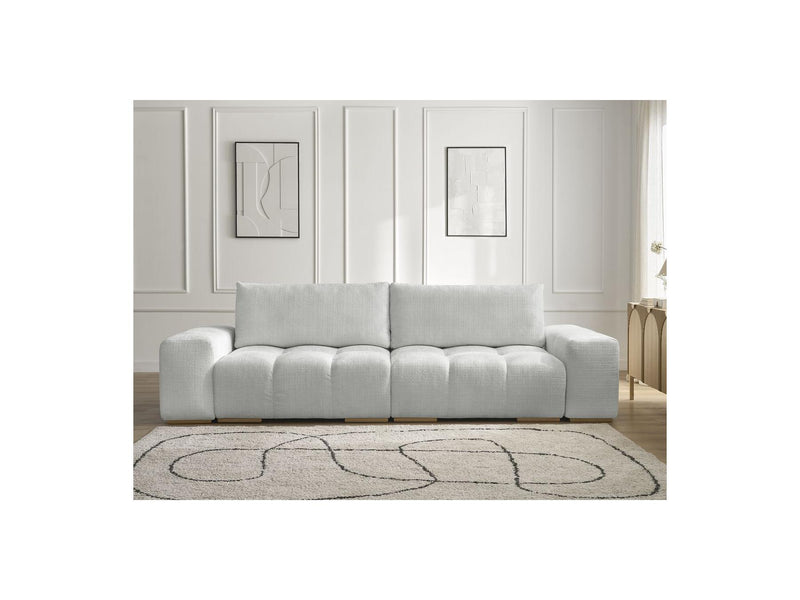 Canapé Droit Convertible Coffre - Anakin - Tissu Texturé - 2 Coussins