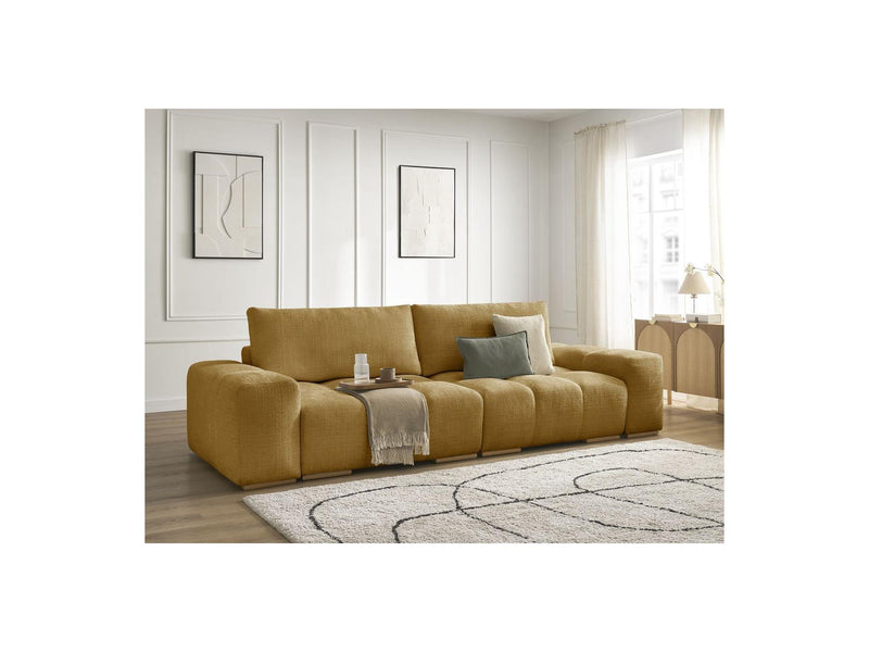 Canapé Droit Convertible Coffre - Anakin - Tissu Texturé - 2 Coussins