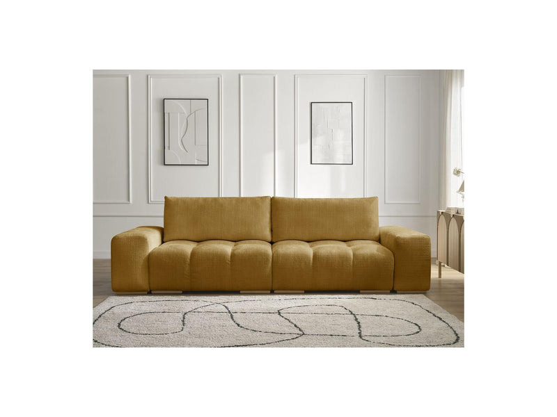 Canapé Droit Convertible Coffre - Anakin - Tissu Texturé - 2 Coussins