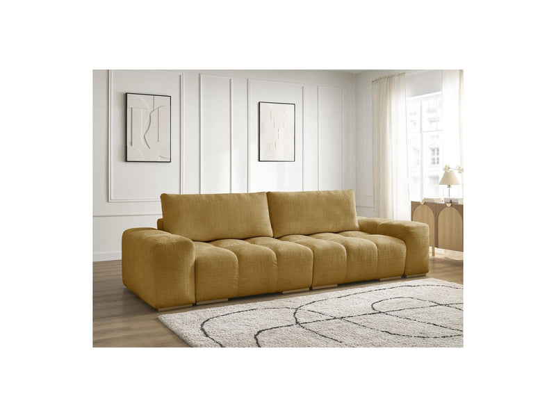 Canapé Droit Convertible Coffre - Anakin - Tissu Texturé - 2 Coussins