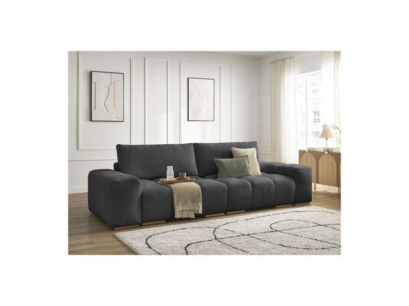 Canapé Droit Convertible Coffre - Anakin - Tissu Texturé - 2 Coussins