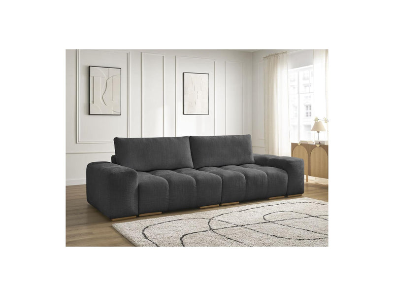 Canapé Droit Convertible Coffre - Anakin - Tissu Texturé - 2 Coussins