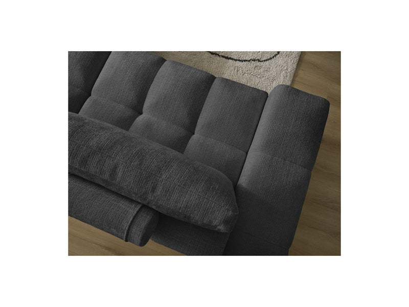 Canapé Droit Convertible Coffre - Anakin - Tissu Texturé - 2 Coussins