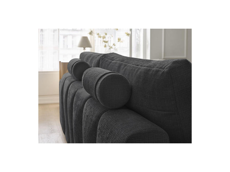 Canapé Droit Convertible Coffre - Anakin - Tissu Texturé - 2 Coussins