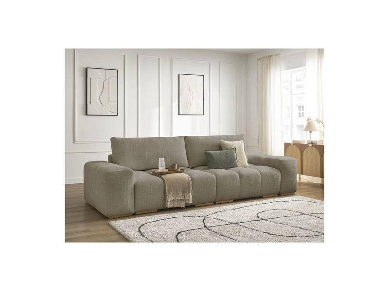 Canapé Droit Convertible Coffre - Anakin - Tissu Texturé - 2 Coussins