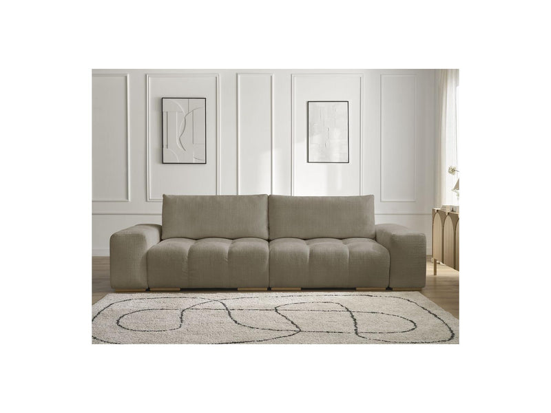 Canapé Droit Convertible Coffre - Anakin - Tissu Texturé - 2 Coussins