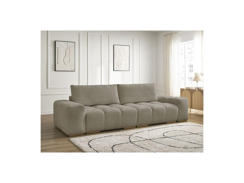 Canapé Droit Convertible Coffre - Anakin - Tissu Texturé - 2 Coussins