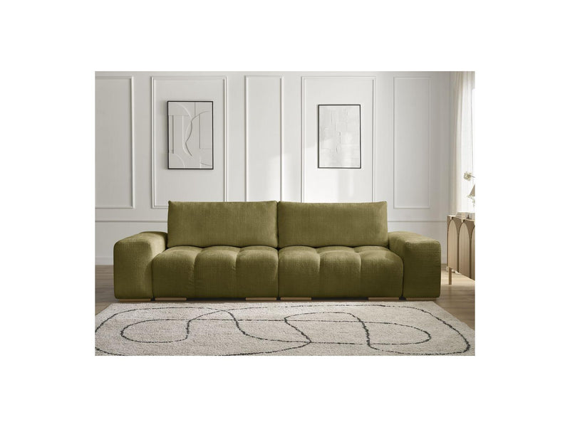 Canapé Droit Convertible Coffre - Anakin - Tissu Texturé - 2 Coussins