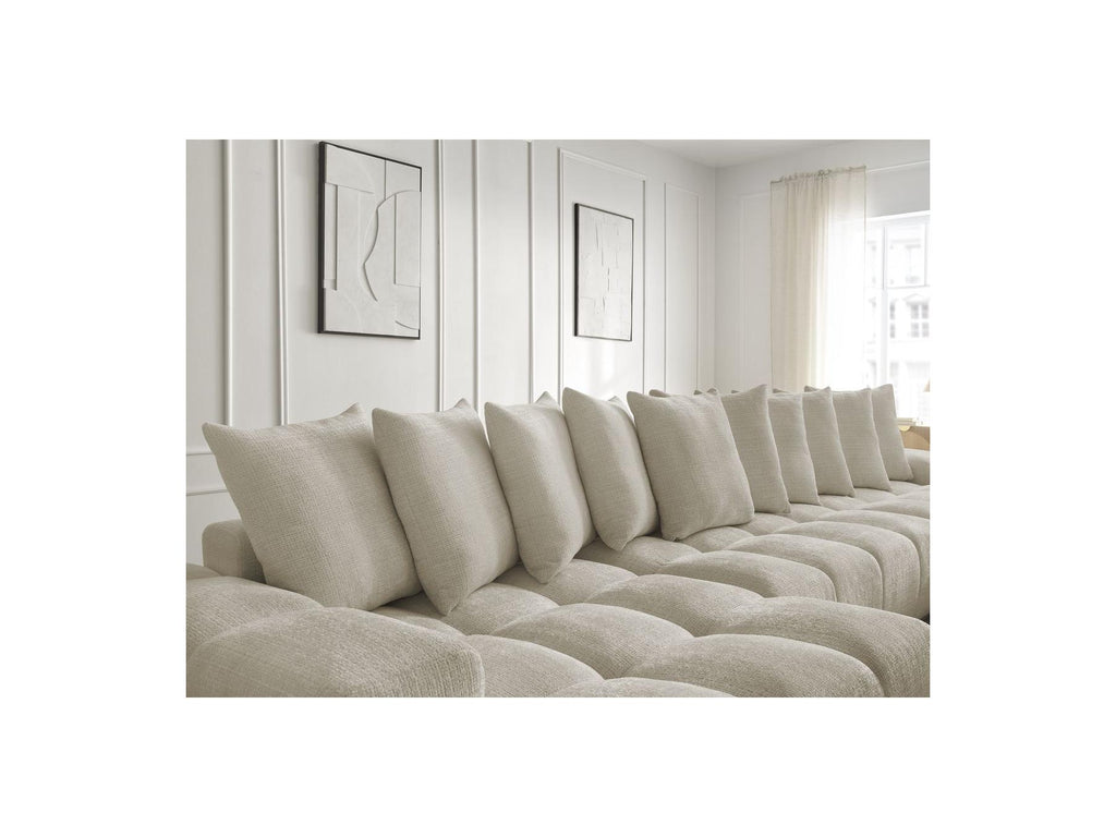 Anakin - Canapé Panoramique Convertible Coffre - Tissu Texturé - 10 Coussins
