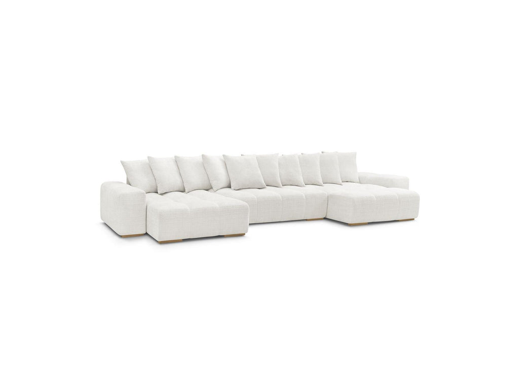 Anakin - Canapé Panoramique Convertible Coffre - Tissu Texturé - 10 Coussins