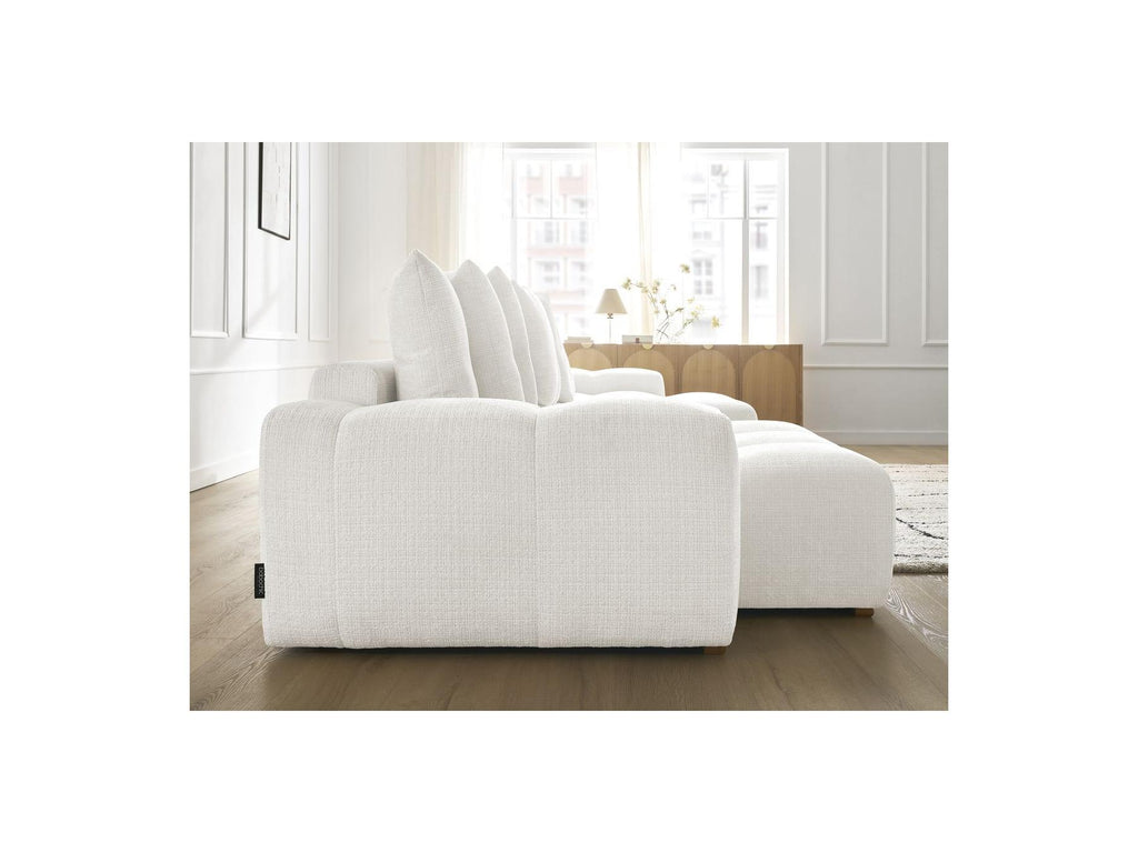 Anakin - Canapé Panoramique Convertible Coffre - Tissu Texturé - 10 Coussins