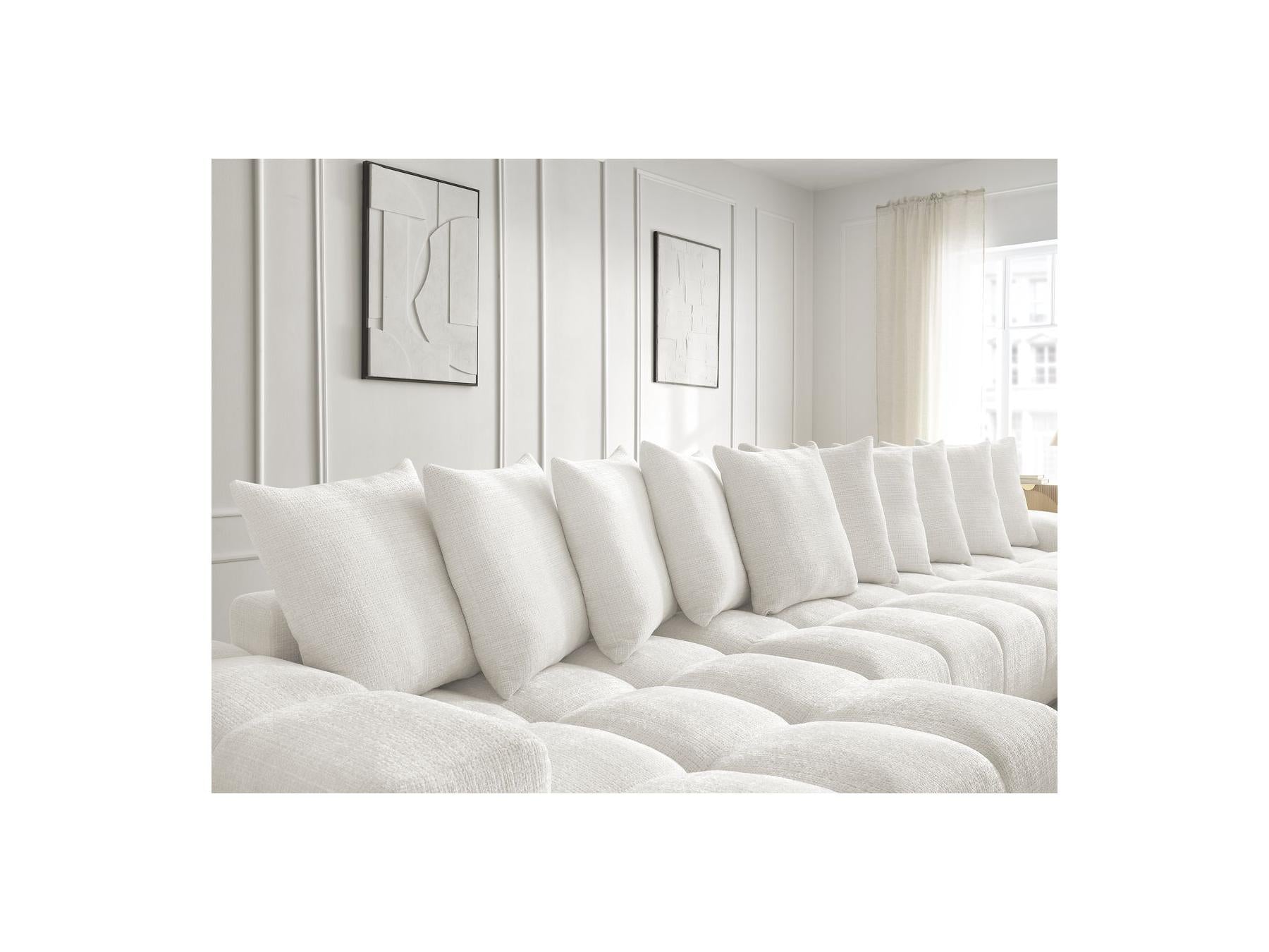 Anakin - Canapé Panoramique Convertible Coffre - Tissu Texturé - 10 Coussins