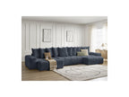 Anakin - Canapé Panoramique Convertible Coffre - Tissu Texturé - 10 Coussins