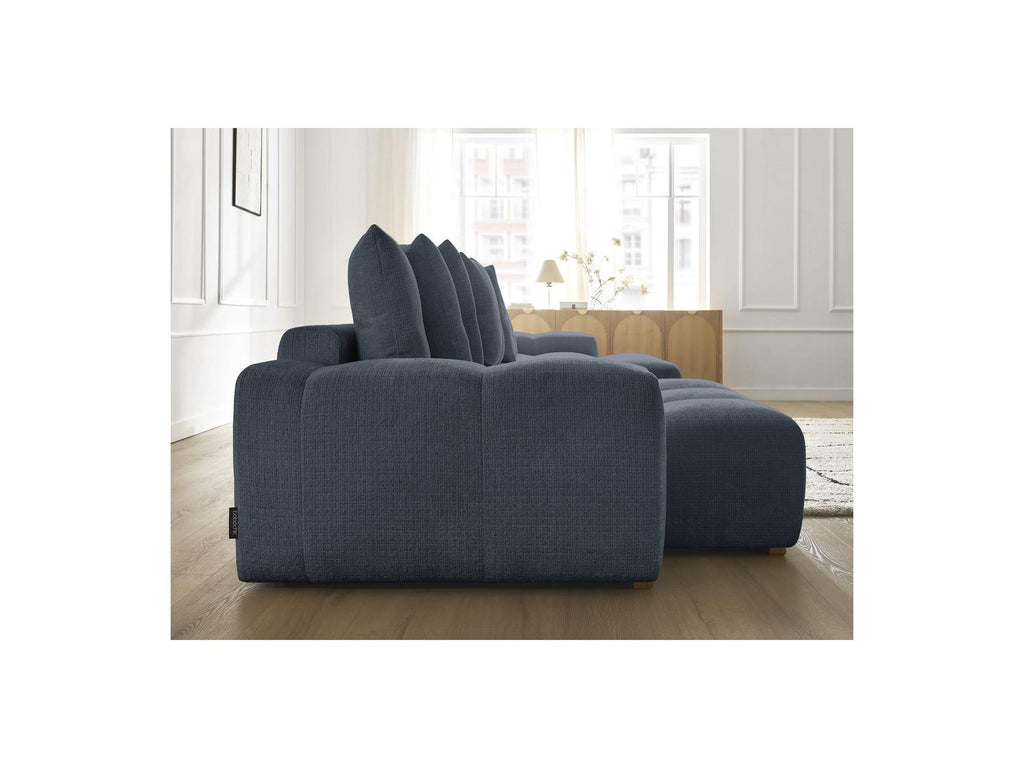 Anakin - Canapé Panoramique Convertible Coffre - Tissu Texturé - 10 Coussins