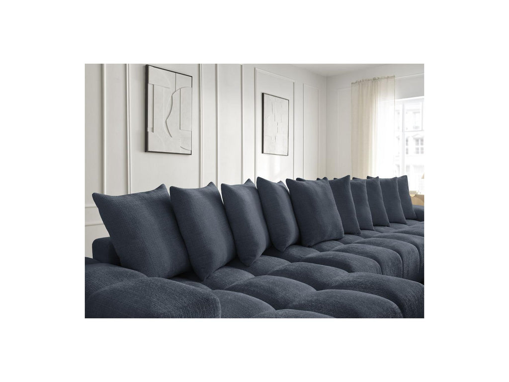 Anakin - Canapé Panoramique Convertible Coffre - Tissu Texturé - 10 Coussins