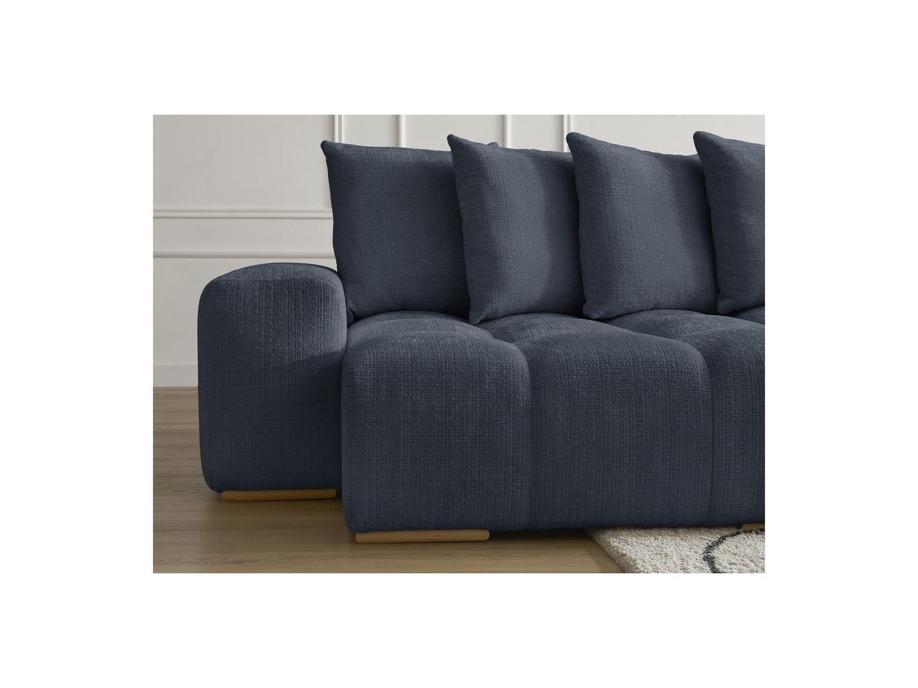 Anakin - Canapé Panoramique Convertible Coffre - Tissu Texturé - 10 Coussins