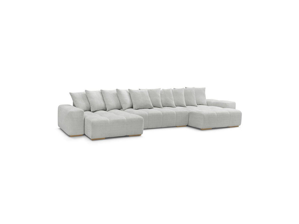 Anakin - Canapé Panoramique Convertible Coffre - Tissu Texturé - 10 Coussins