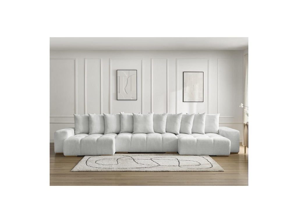 Anakin - Canapé Panoramique Convertible Coffre - Tissu Texturé - 10 Coussins