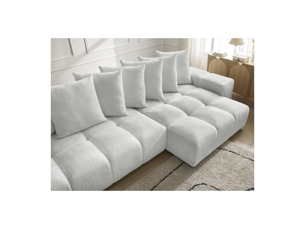 Anakin - Canapé Panoramique Convertible Coffre - Tissu Texturé - 10 Coussins