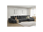 Anakin - Canapé Panoramique Convertible Coffre - Tissu Texturé - 10 Coussins