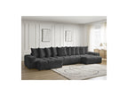 Anakin - Canapé Panoramique Convertible Coffre - Tissu Texturé - 10 Coussins