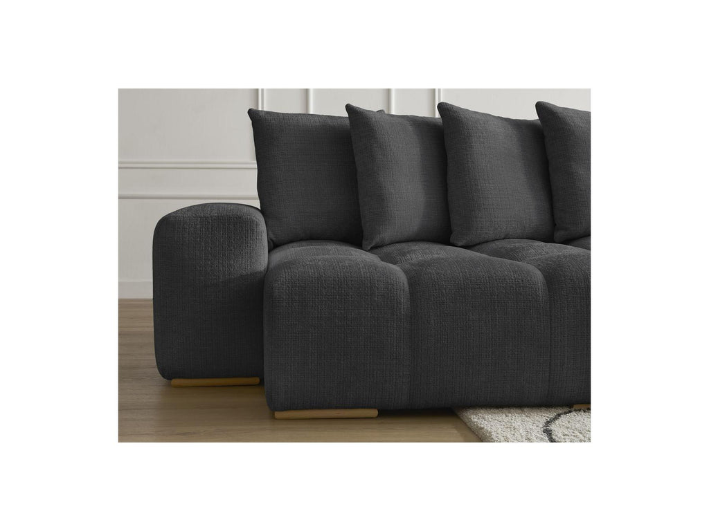 Anakin - Canapé Panoramique Convertible Coffre - Tissu Texturé - 10 Coussins