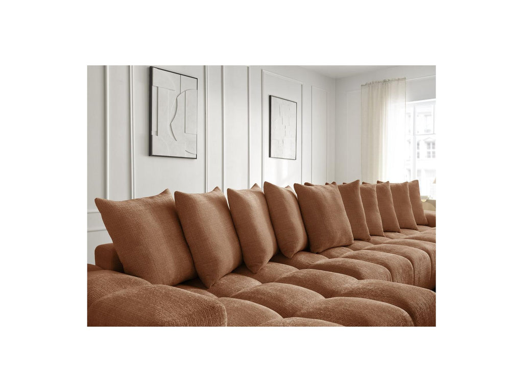 Anakin - Canapé Panoramique Convertible Coffre - Tissu Texturé - 10 Coussins