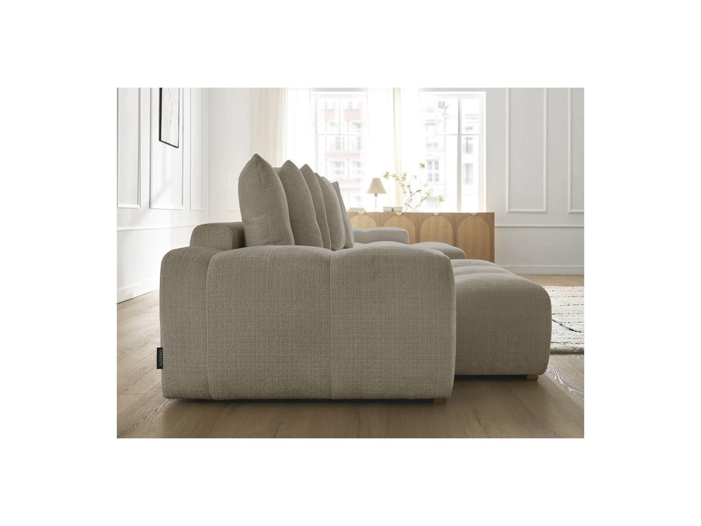 Anakin - Canapé Panoramique Convertible Coffre - Tissu Texturé - 10 Coussins