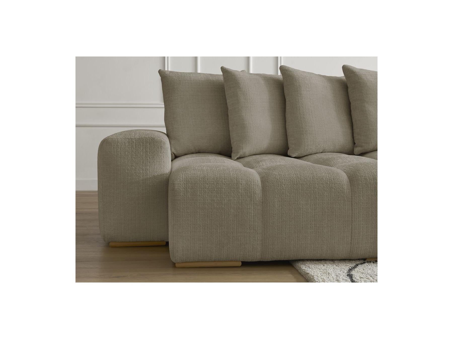Anakin - Canapé Panoramique Convertible Coffre - Tissu Texturé - 10 Coussins