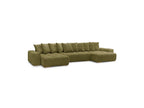 Anakin - Canapé Panoramique Convertible Coffre - Tissu Texturé - 10 Coussins