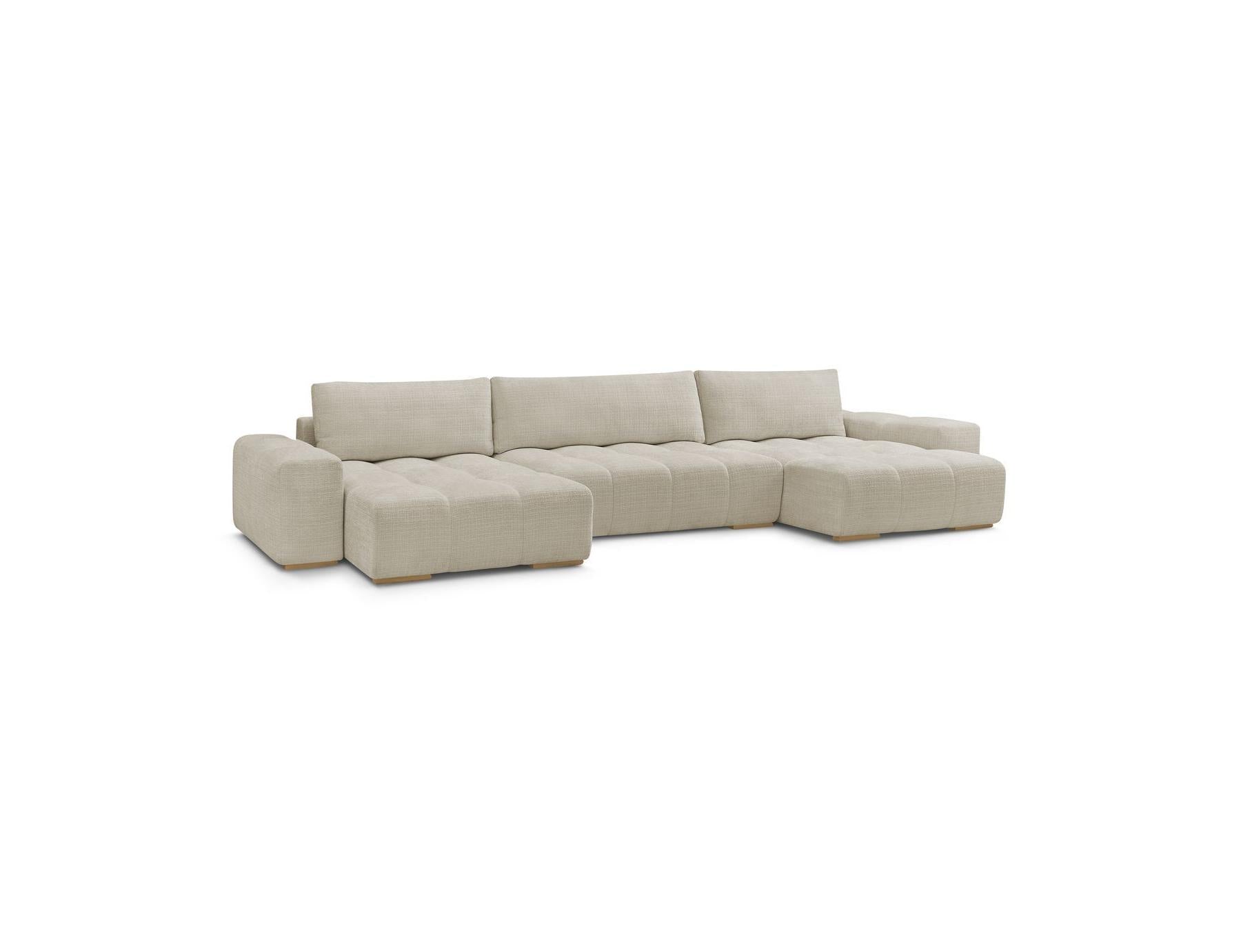 Anakin - Canapé Panoramique Convertible Coffre - Tissu Texturé - 3 Coussins