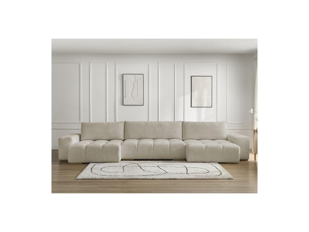 Anakin - Canapé Panoramique Convertible Coffre - Tissu Texturé - 3 Coussins