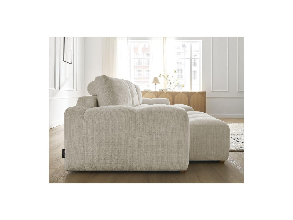 Anakin - Canapé Panoramique Convertible Coffre - Tissu Texturé - 3 Coussins